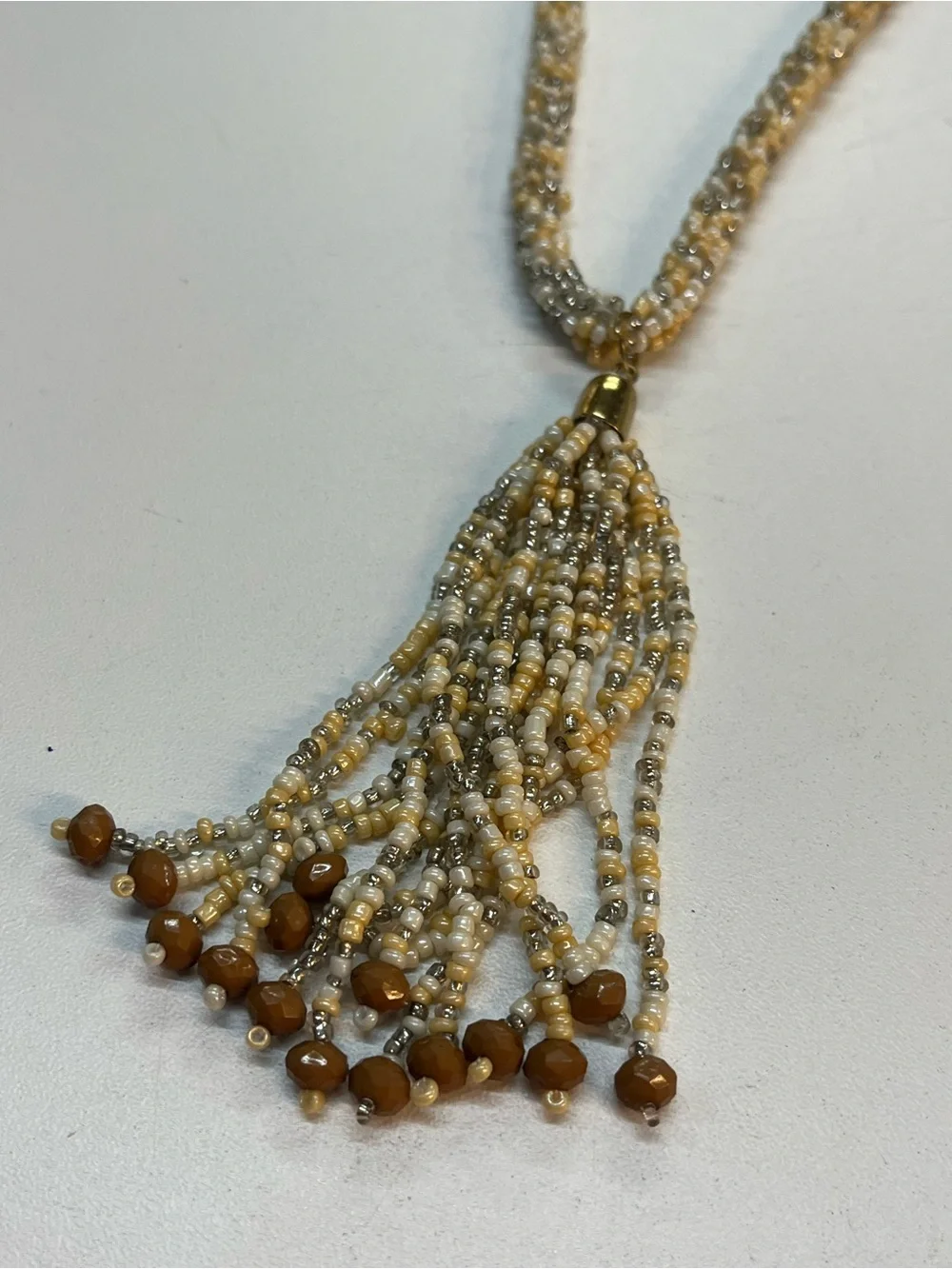 Bijoux Bar Gold Beaded Tassel Pendant Necklace